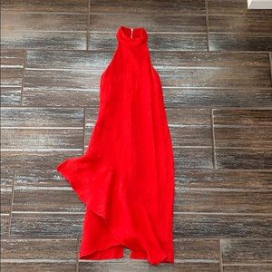 Red Elliatt Halter Midi Dress w/ Ruffle Hem